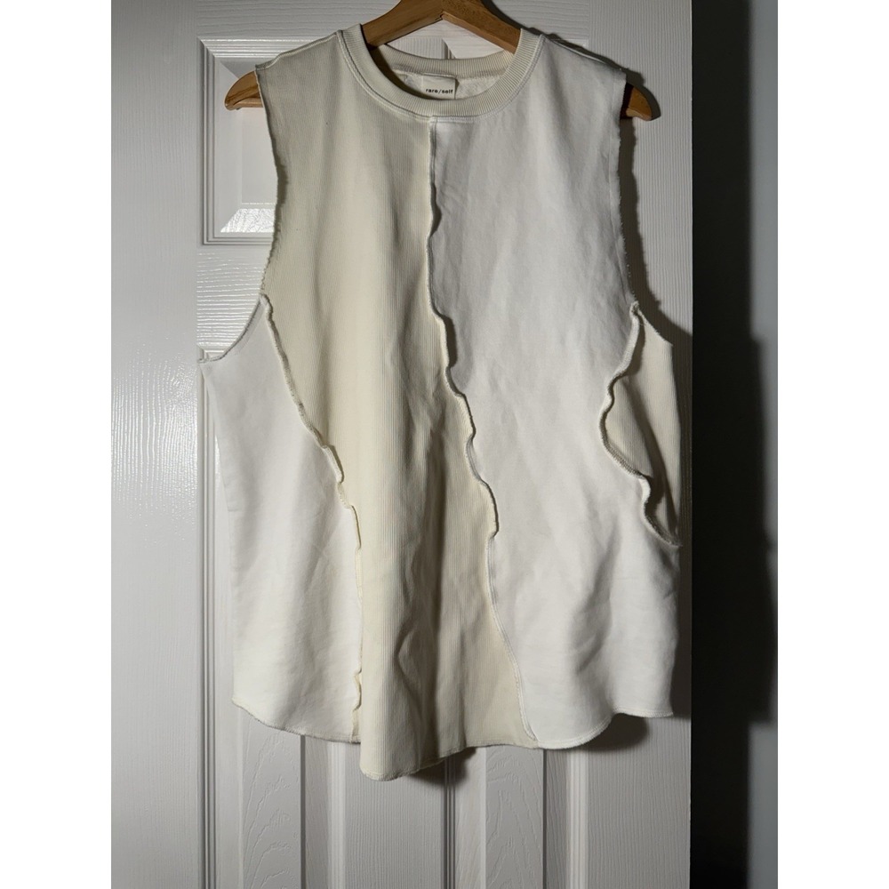 Rare/Self Ivory Sweater Top Sz 4 Patchwork Deconstructed Asymmetrical Architect